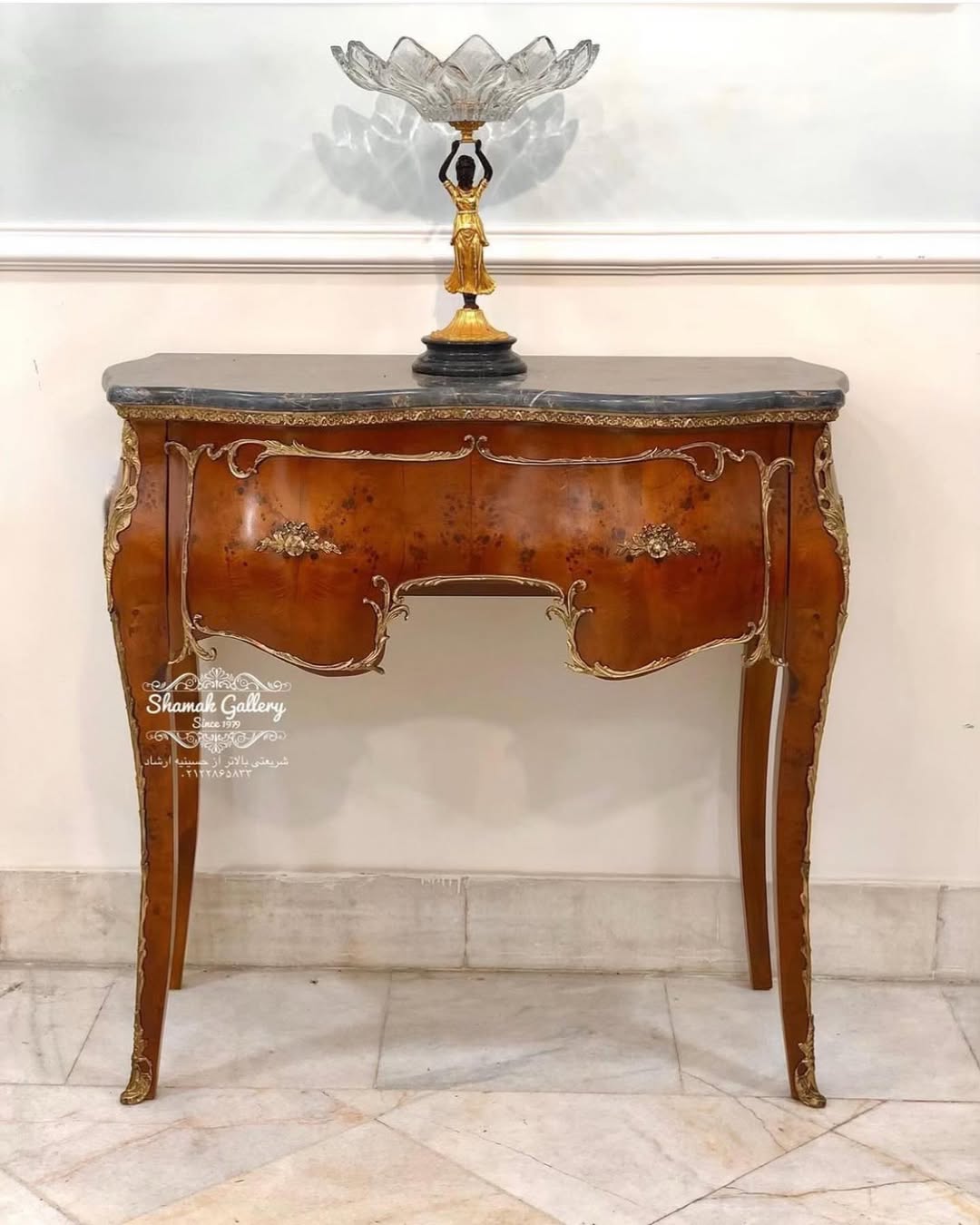 کنسول تک کشو چوب و برنز  - 