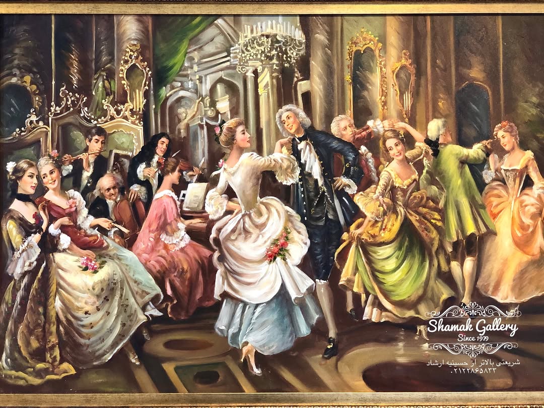 تابلو نقاشی رنگ روغن رقص شاهزادگان  - 