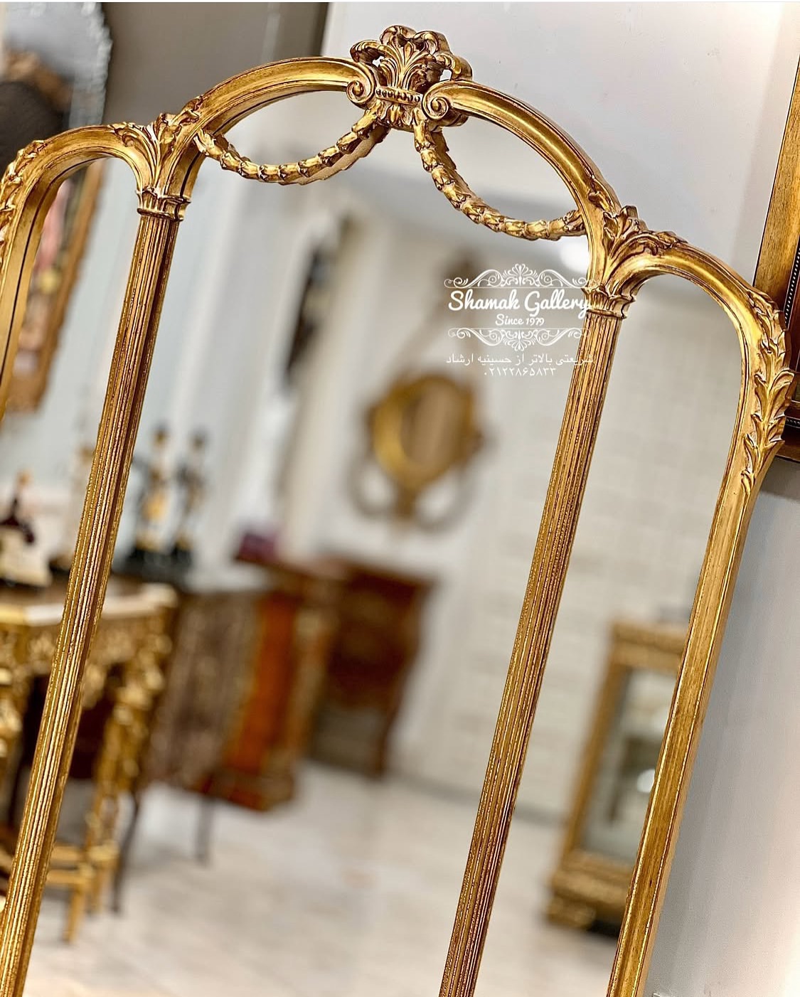 آینه قدی سه‌لته ورق‌طلا - 