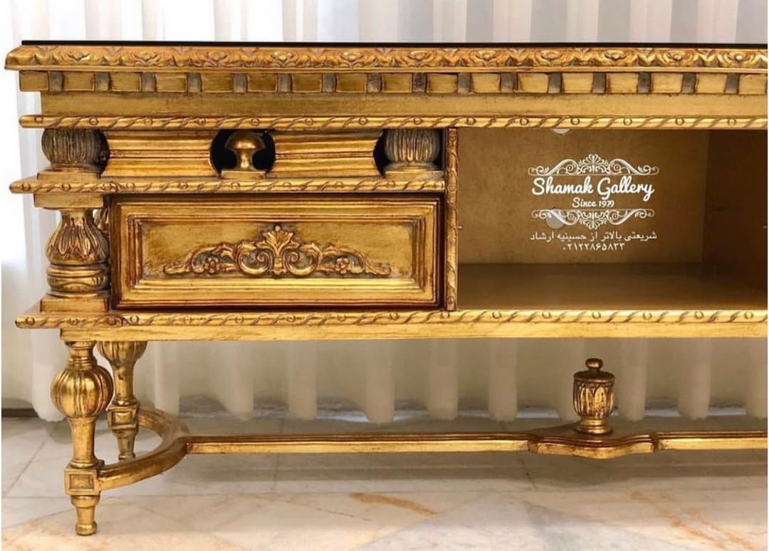 میز تلویزیون تمام چوب خراطی کاجی 180 سانت - 