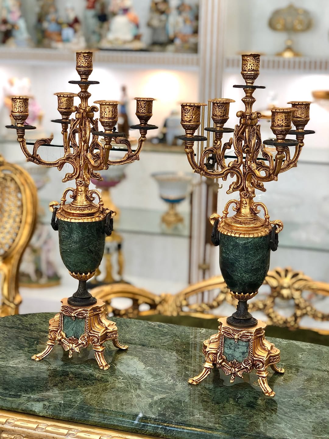 شمعدان سنگ و برنز طرح لانچینی ایتالیا - 