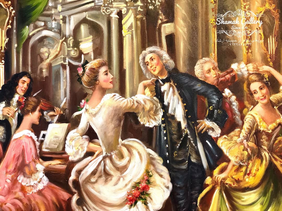 تابلو نقاشی رنگ روغن رقص شاهزادگان  - 