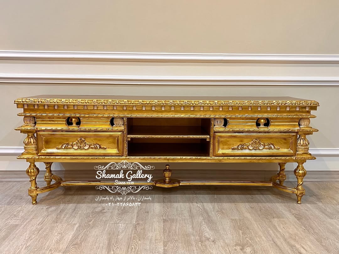 میز تلویزیون تمام چوب خراطی - طول ۱۶۰  - 