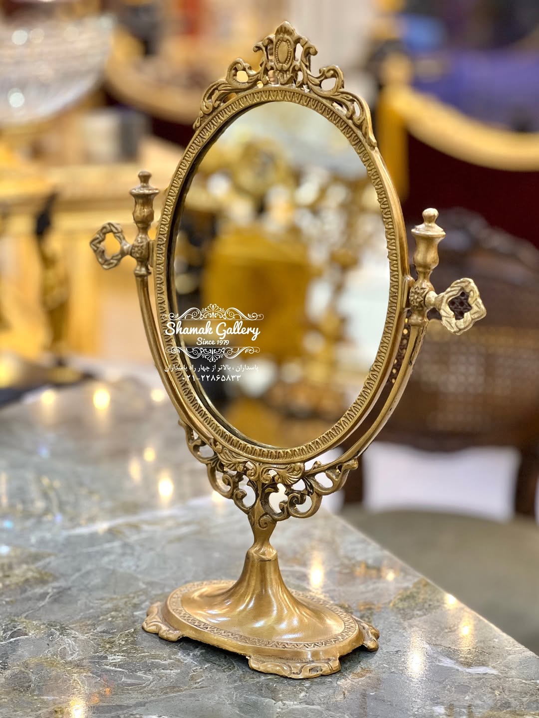 آینه و شمعدان تمام برنجی - 