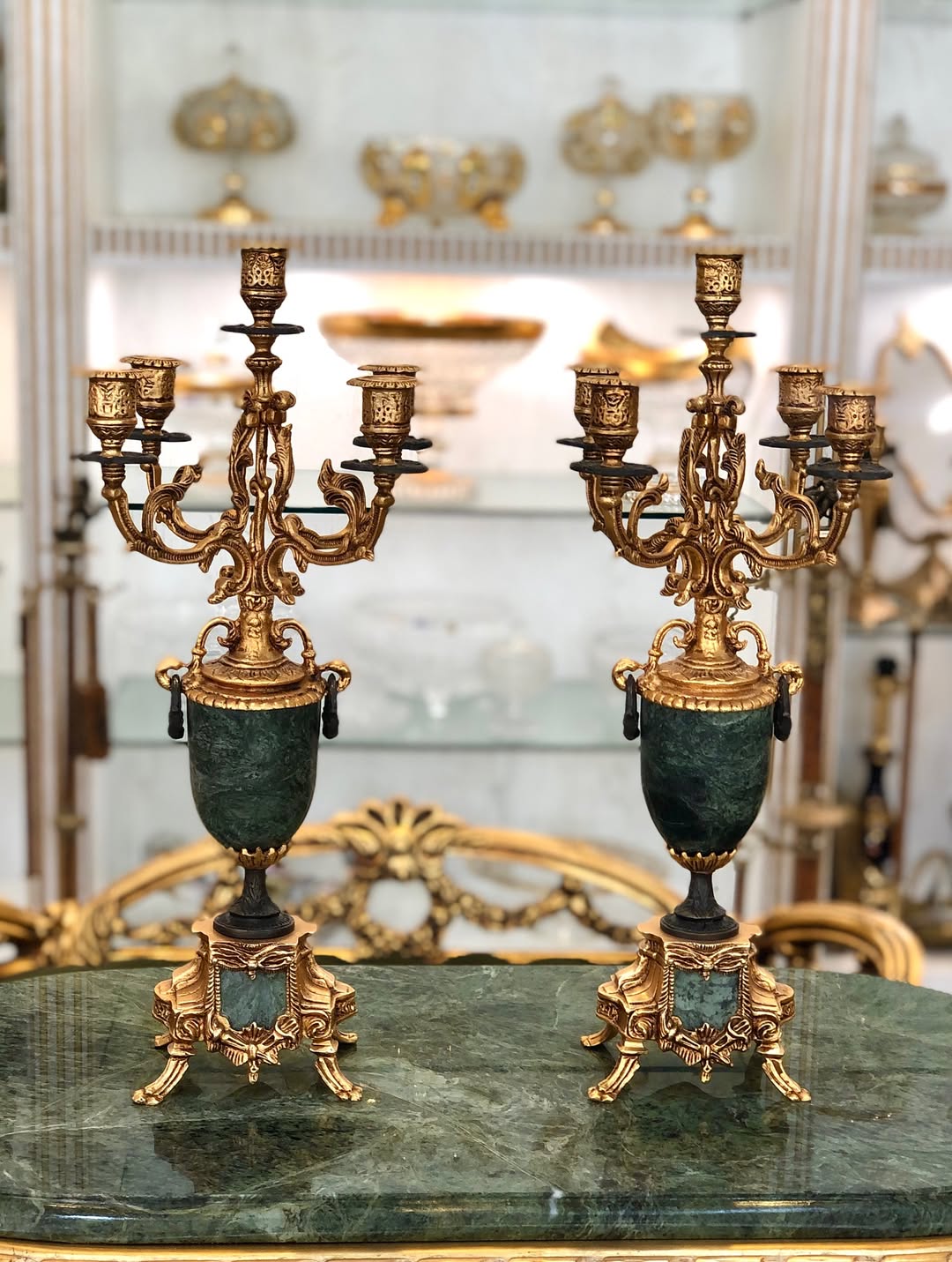 شمعدان سنگ و برنز طرح لانچینی ایتالیا - 