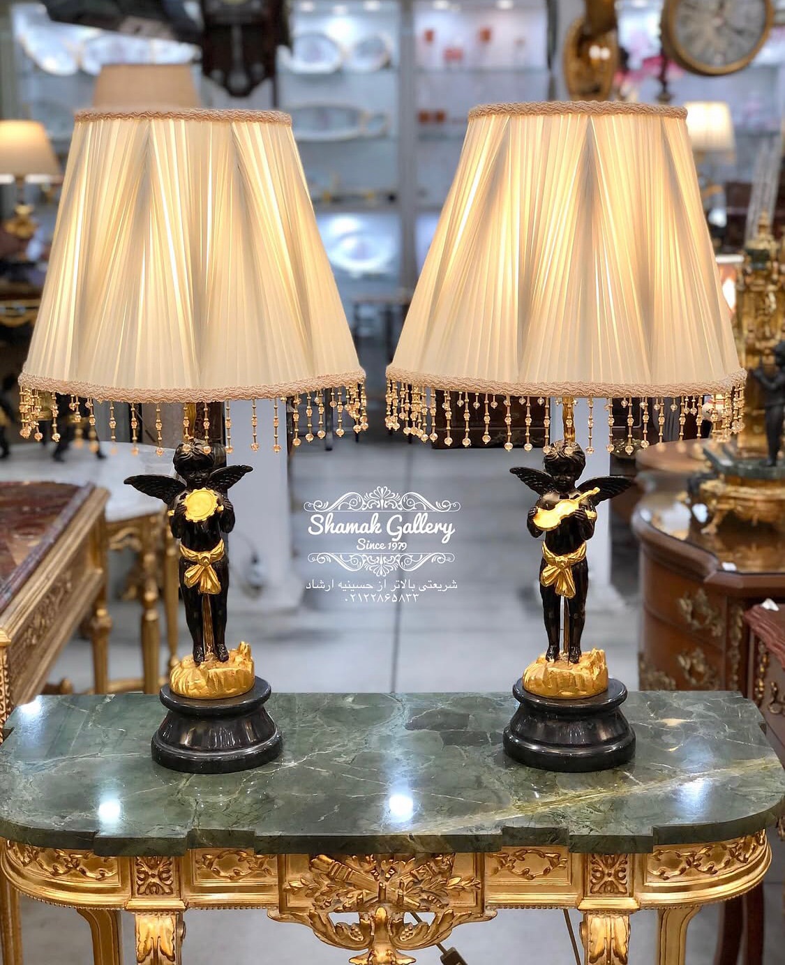 آباژور برنزی فرشته های نوازنده - 