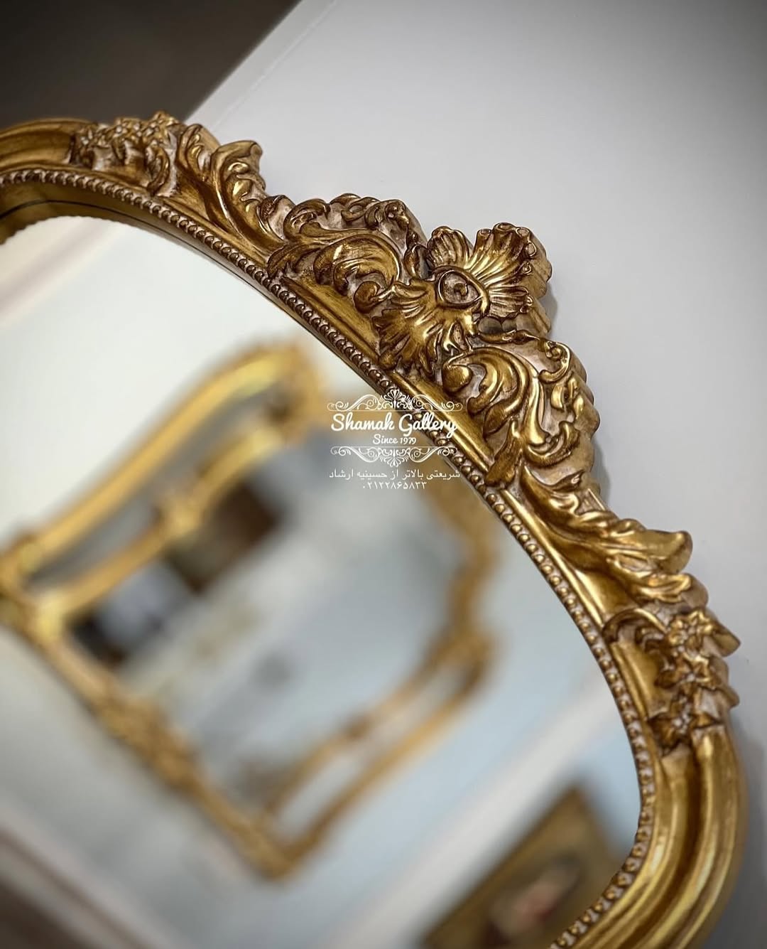 آینه تمام چوب ور‌ق‌طلا - 