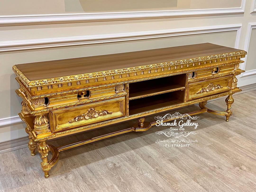 میز تلویزیون تمام چوب خراطی - طول ۱۶۰  - 