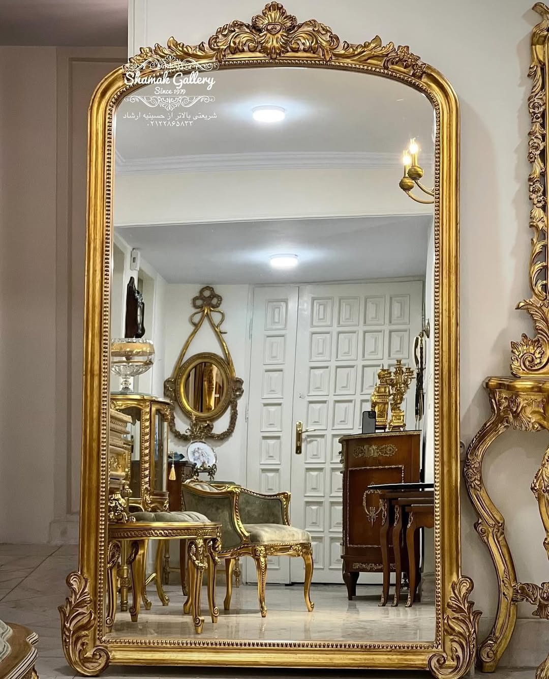 آینه تمام چوب ور‌ق‌طلا - 