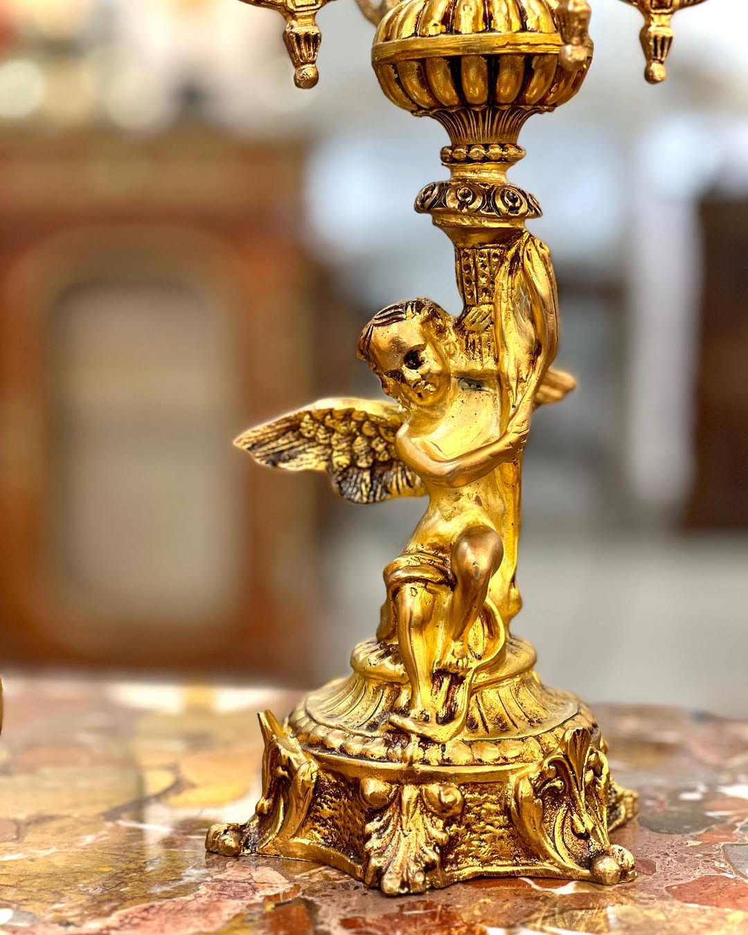 ساعت وشمعدان تمام برنز طرح ایتالیا - 