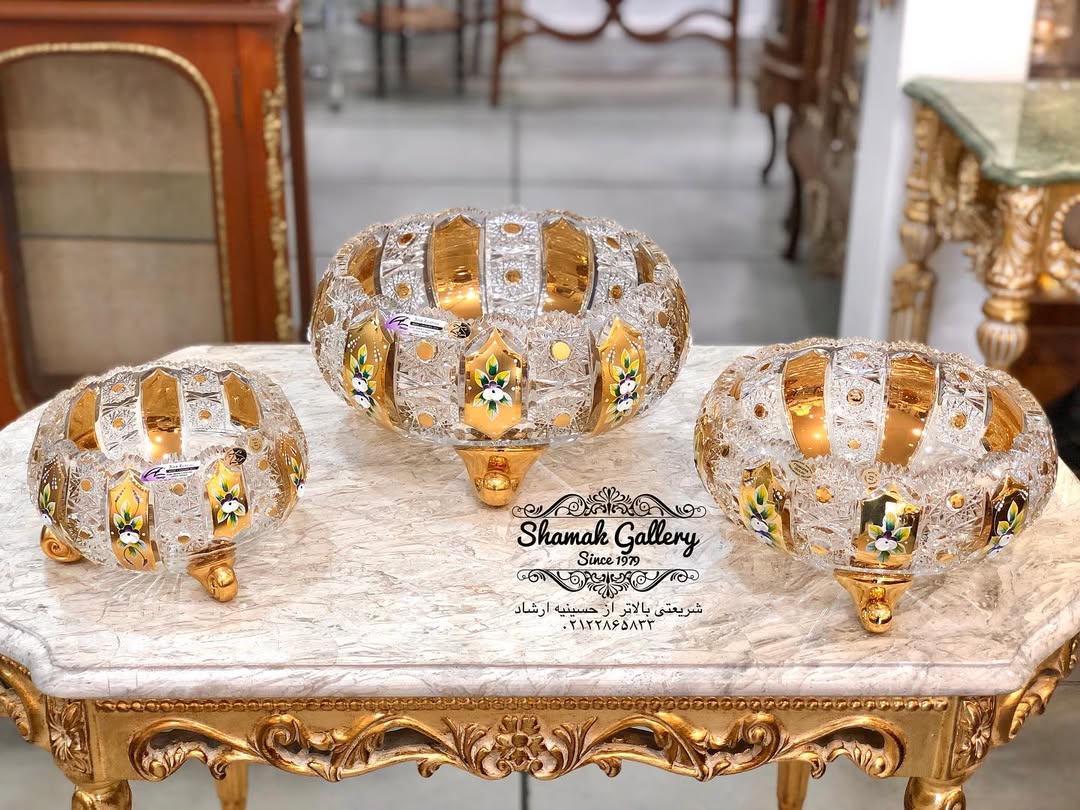 کاسه سه‌پایه کریستال - قطر ۲۰ سانت - 