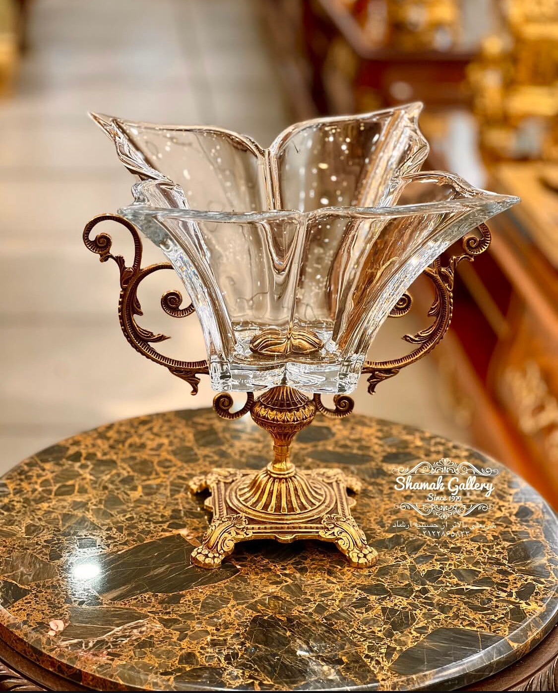 میوه خوری کریستال پایه برنز - 
