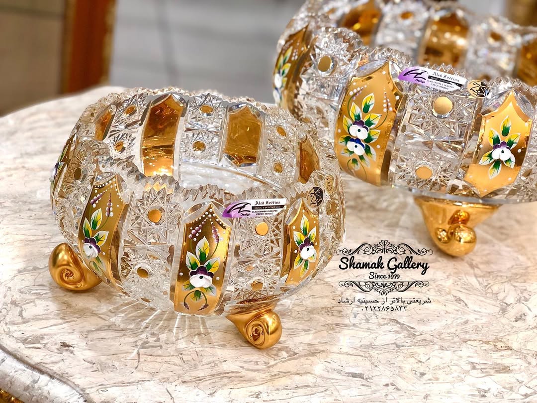 کاسه سه‌پایه کریستال - قطر ۳۱ سانت - 