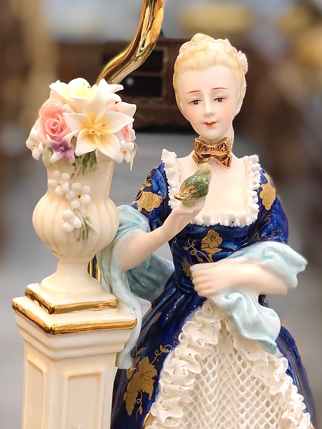 آباژور چینی پایه چوبی ، کاردست - 