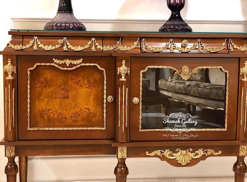 کنسول دودرب سه کشو وسط ویترین پایه بلند الیزا - 