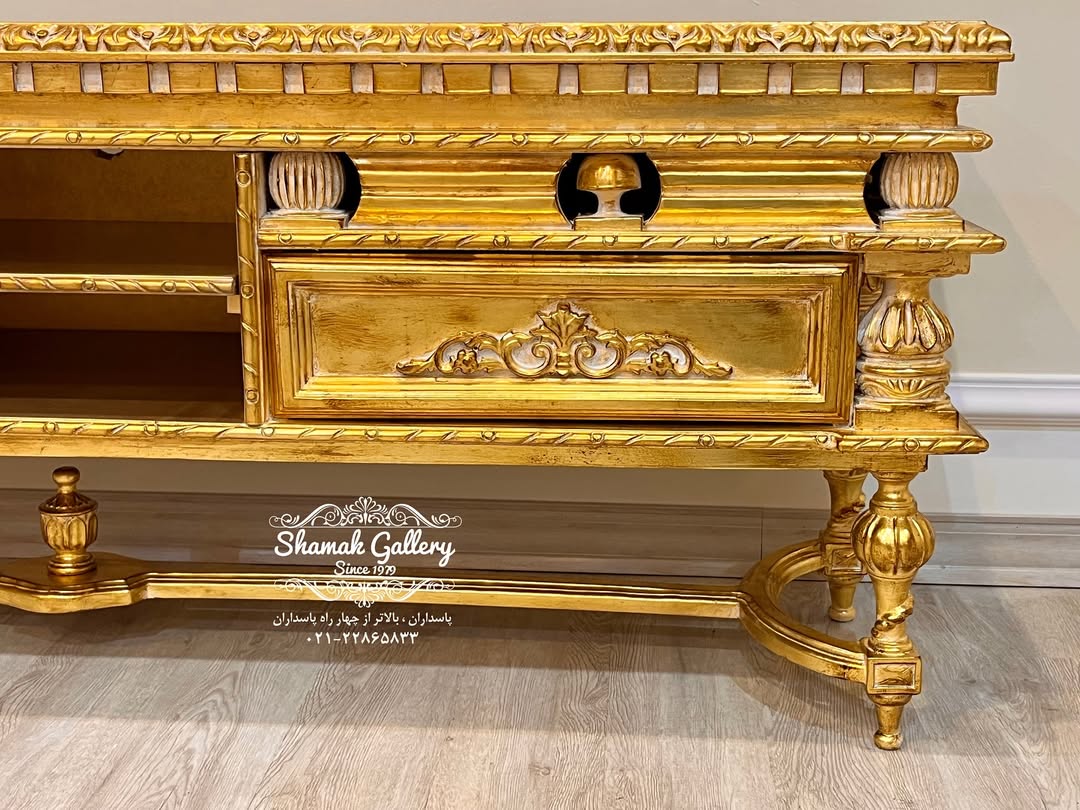 میز تلویزیون تمام چوب خراطی - طول ۱۶۰  - 