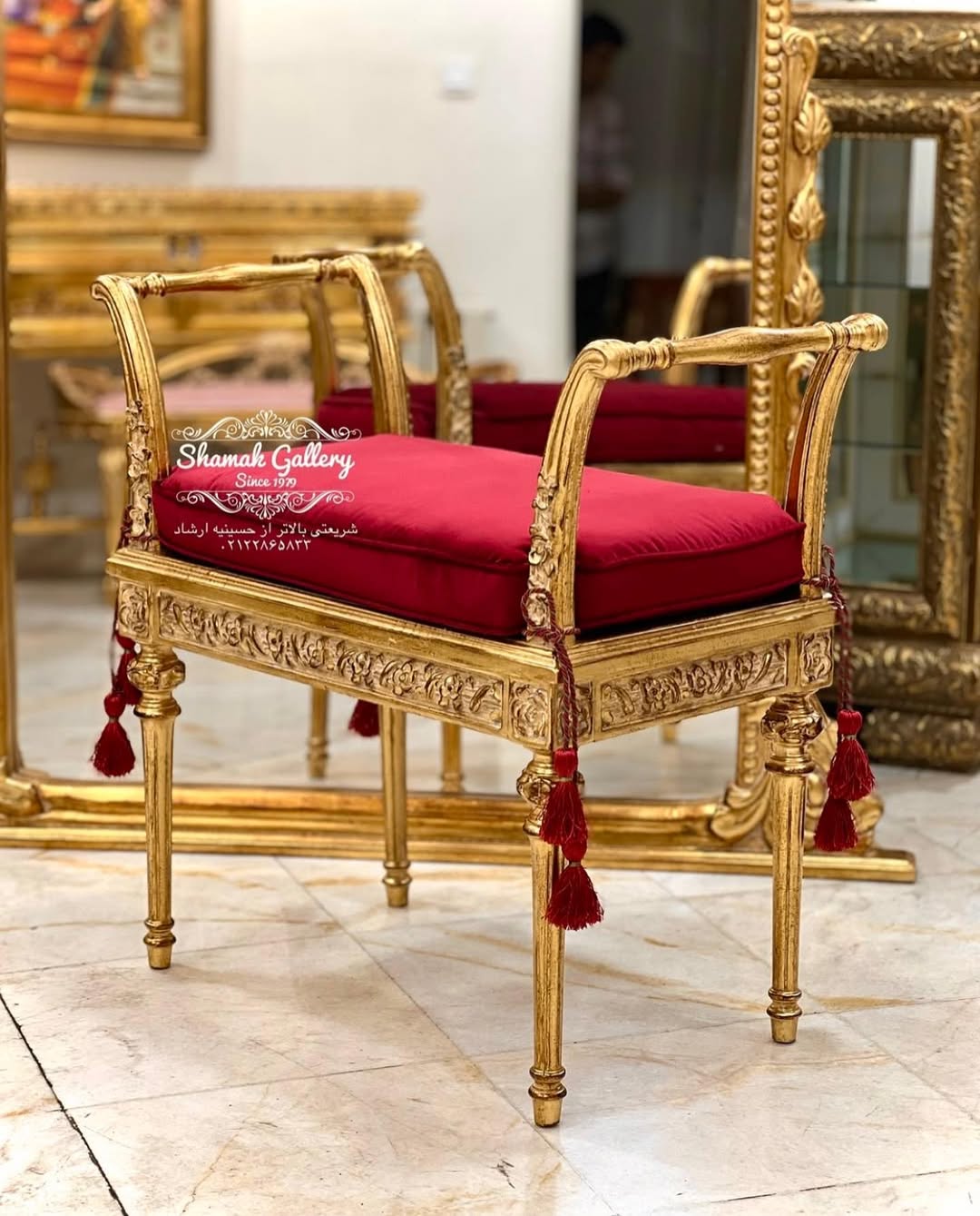 آینه و پاف‌دسته ورق‌طلا - 