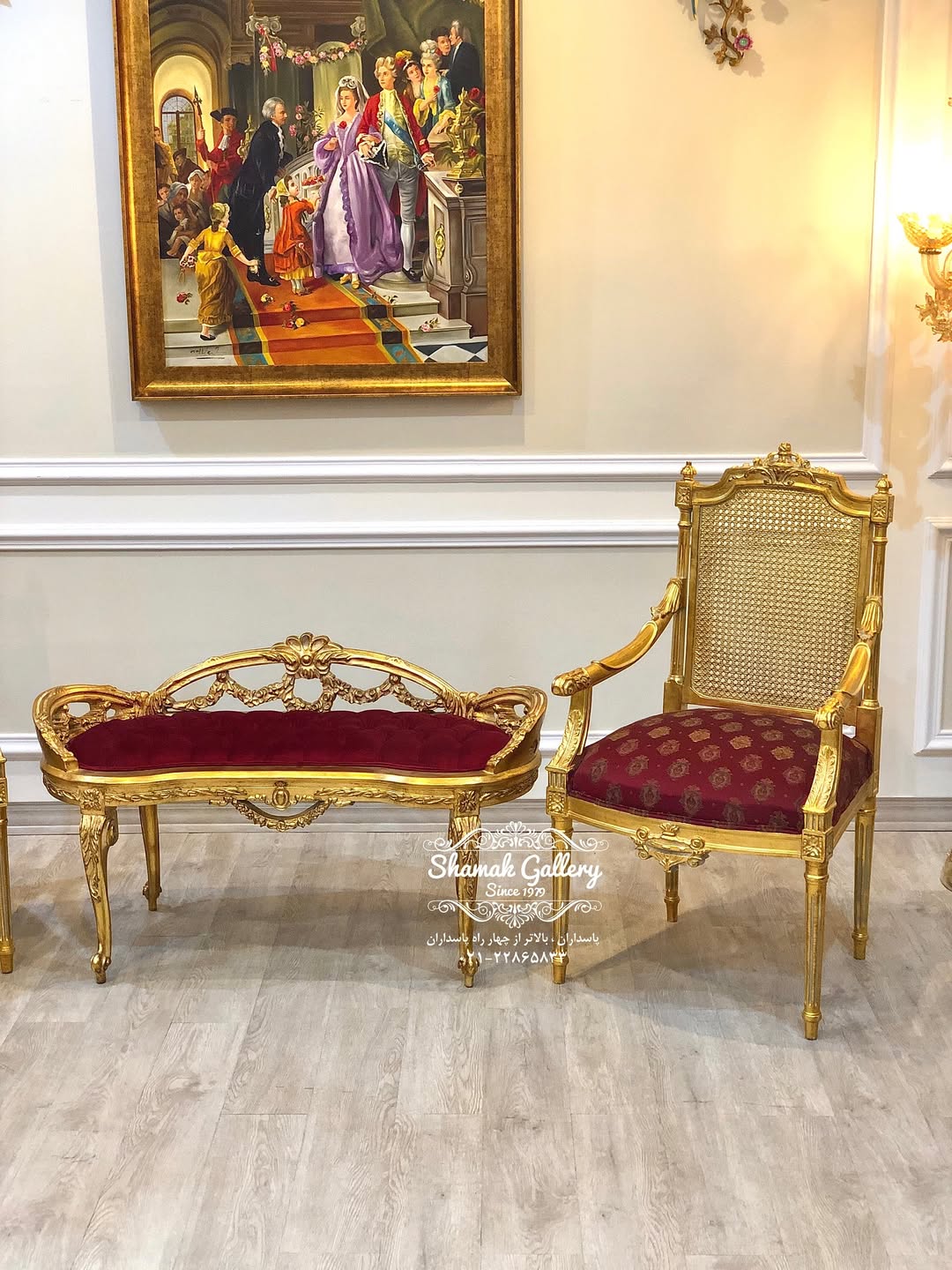 نیم ست مبل و بانکت تمام چوب - 