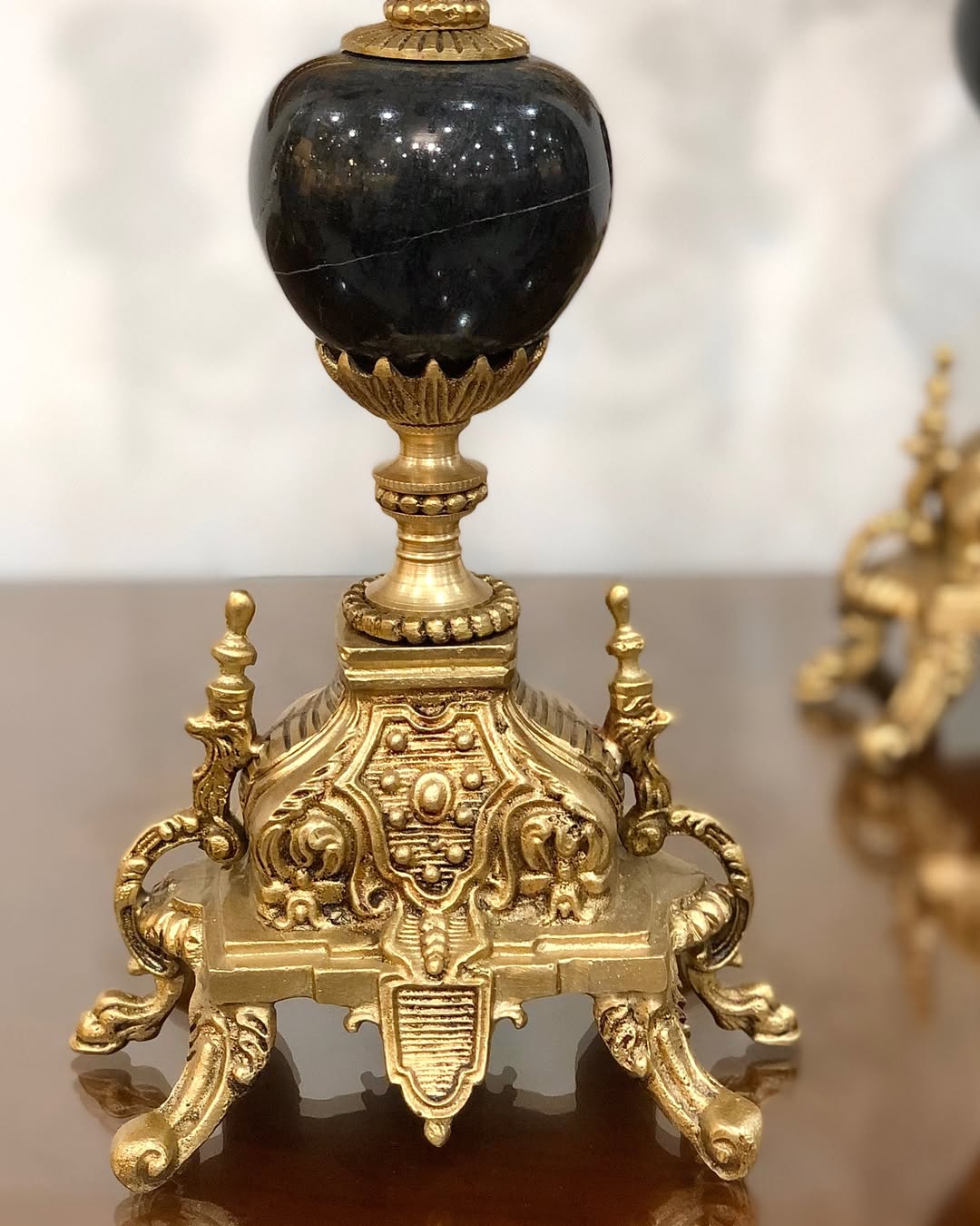 ساعت‌وشمعدان عروس و داماد تمام برنز - 