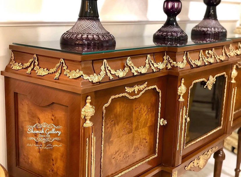 کنسول دودرب سه کشو وسط ویترین پایه بلند الیزا - 