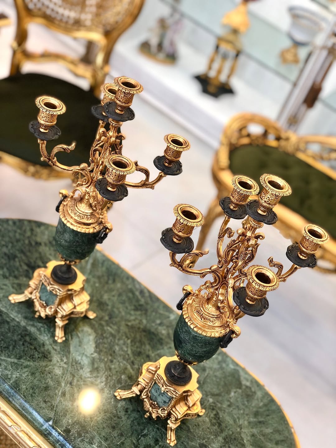 شمعدان سنگ و برنز طرح لانچینی ایتالیا - 