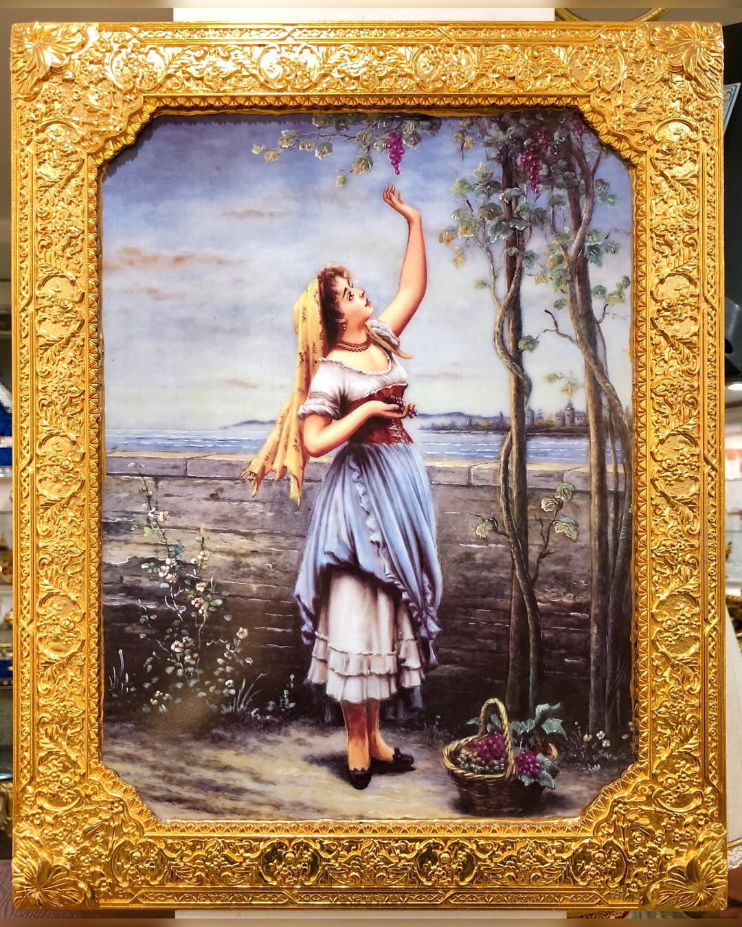 تابلو نقاشی رنگ روغن روی پلاک چینی  - 