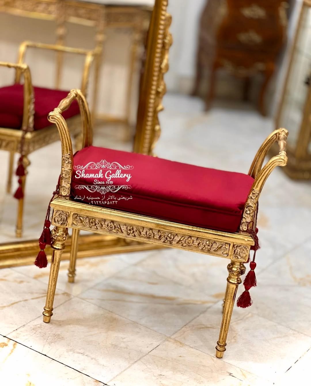 آینه و پاف‌دسته ورق‌طلا - 