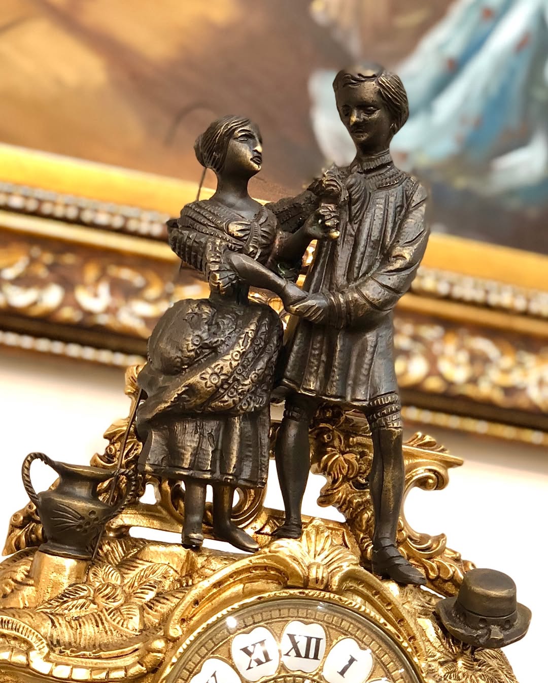 ساعت‌وشمعدان عروس و داماد تمام برنز - 