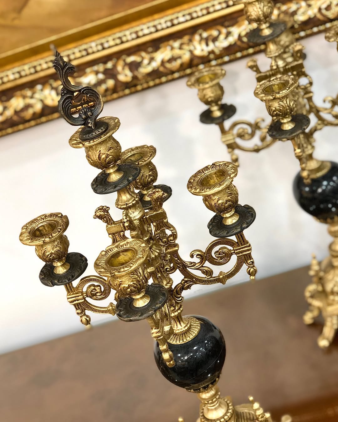 ساعت‌وشمعدان عروس و داماد تمام برنز - 