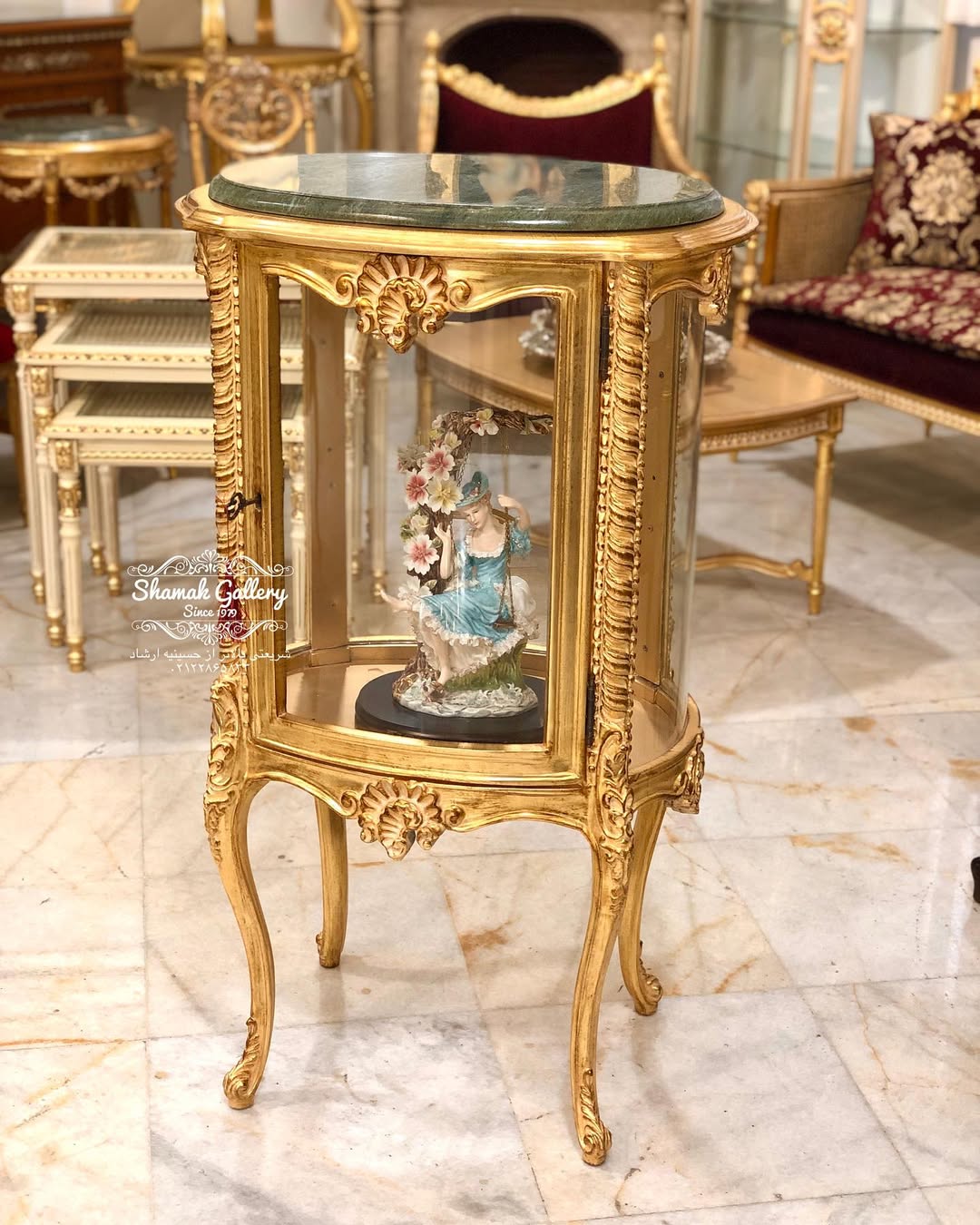 ویترین موزه ایی دور شیشه بیضی صفحه سنگ - 