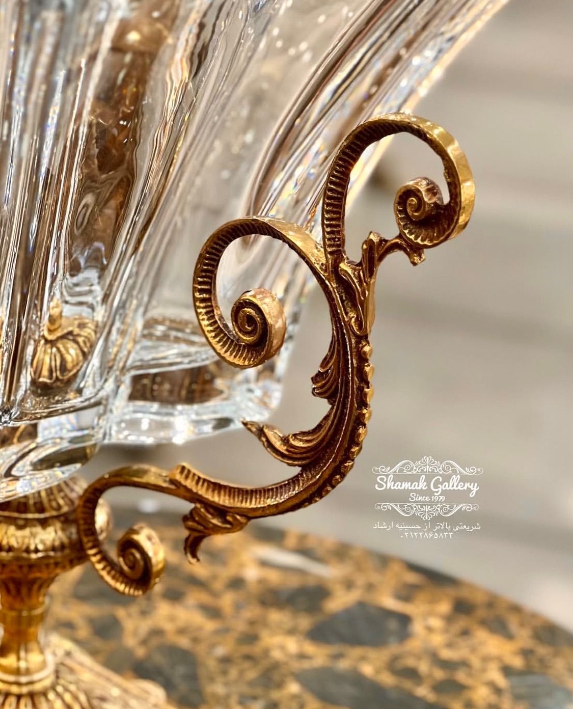 میوه خوری کریستال پایه برنز - 
