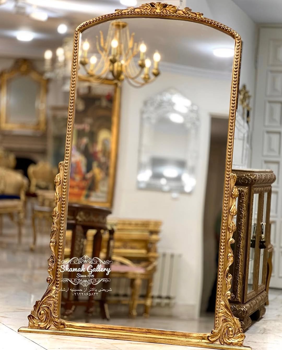 آینه و پاف‌دسته ورق‌طلا - 