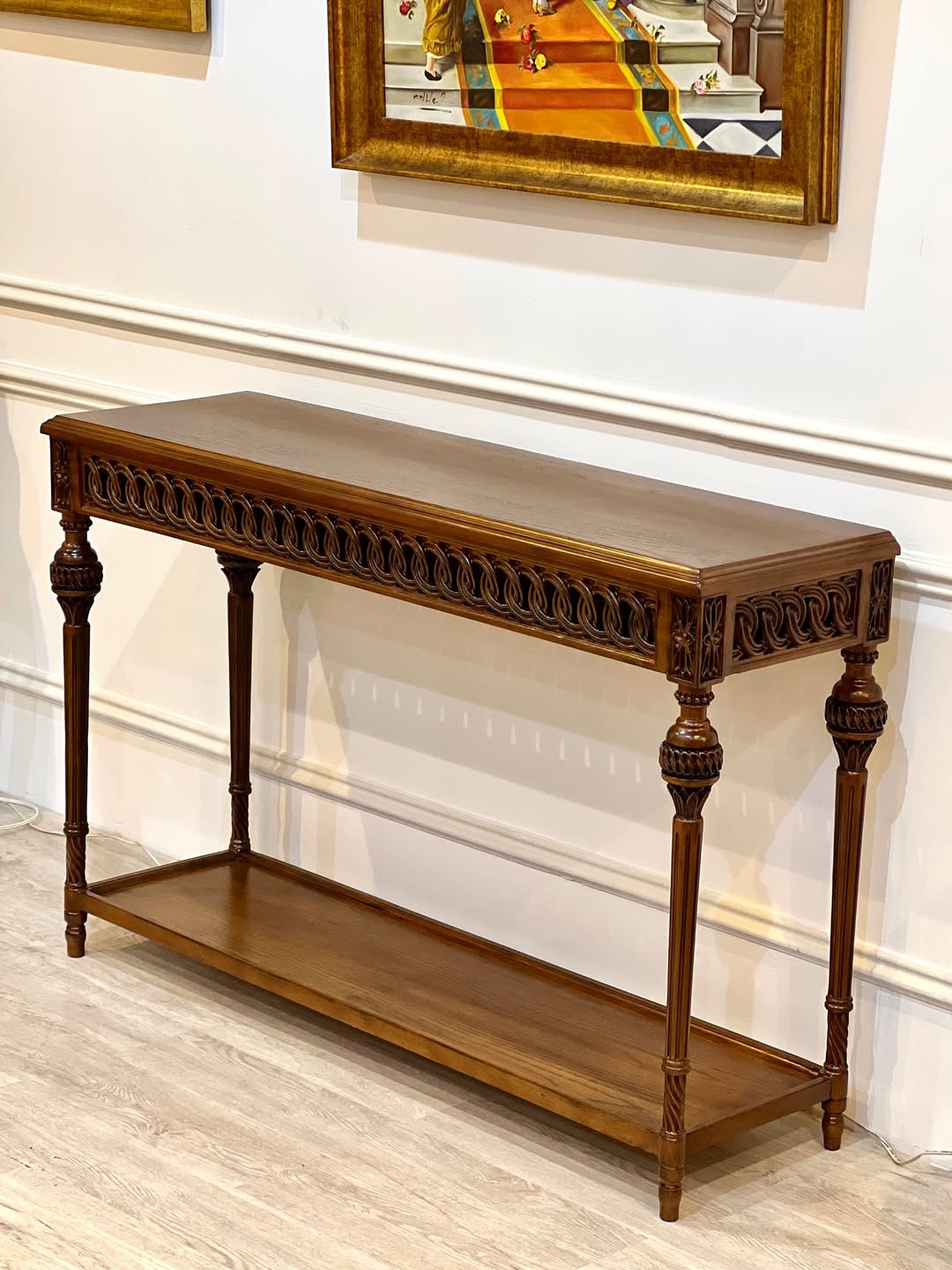 کنسول کنار دیواری پرکار گردویی‌  - 