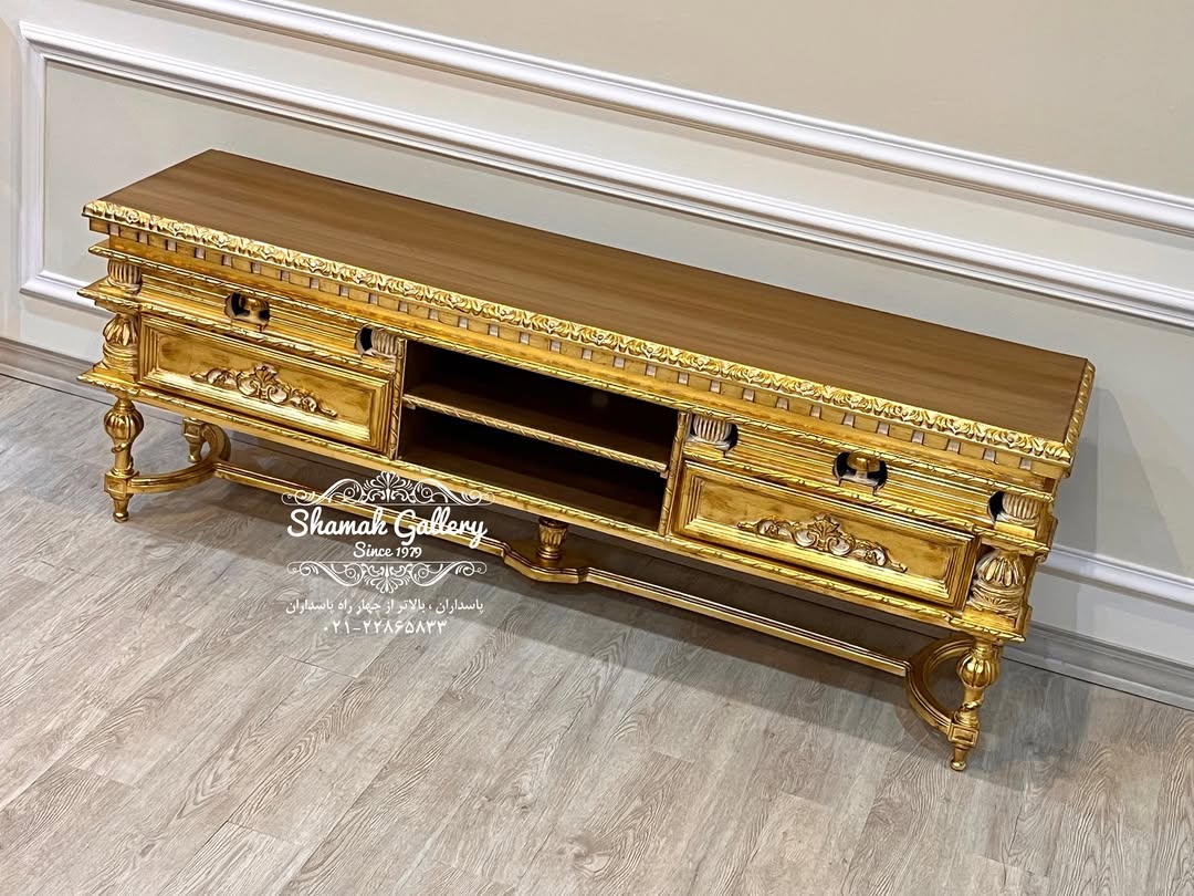 میز تلویزیون تمام چوب خراطی - طول ۱۶۰  - 