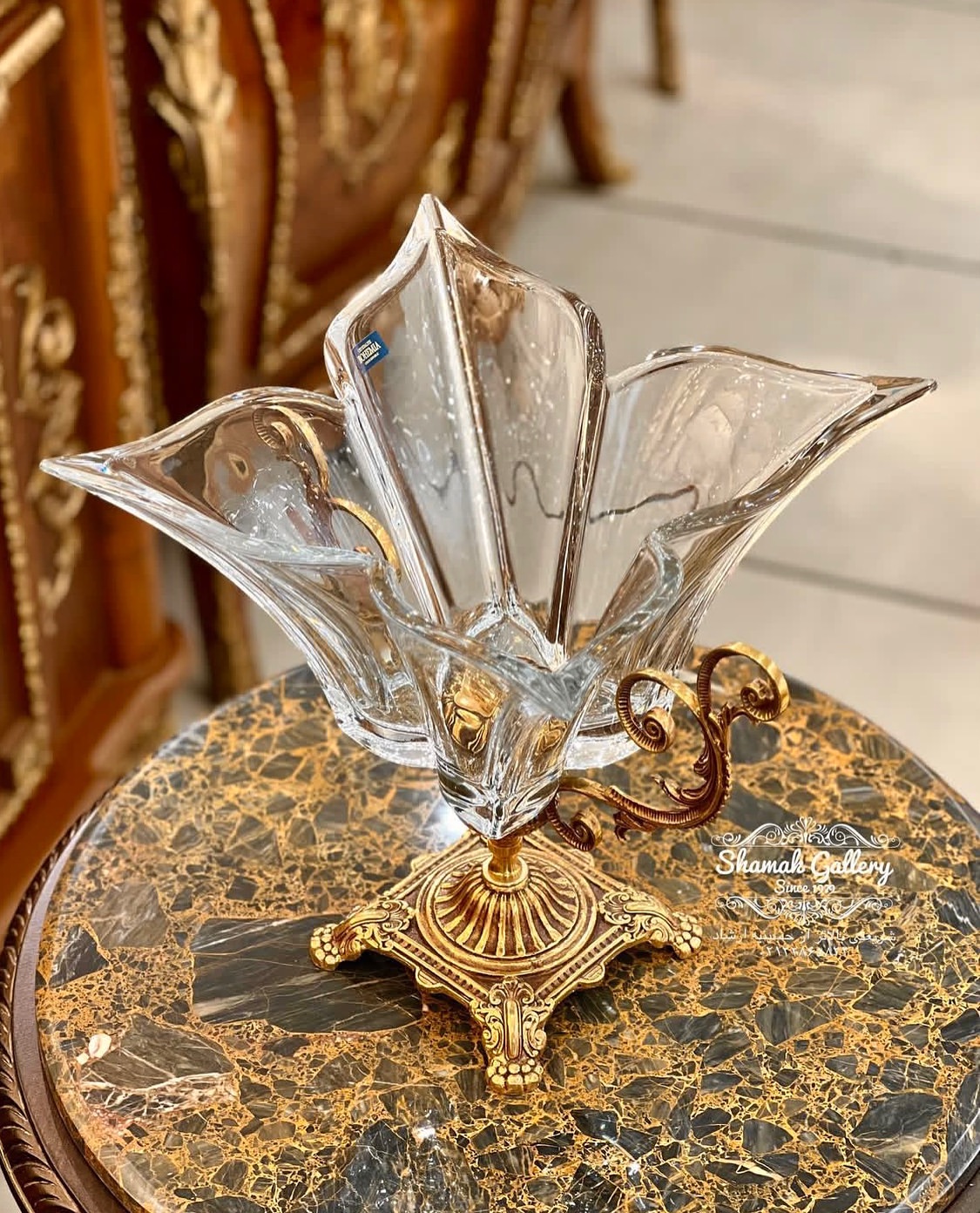 میوه خوری کریستال پایه برنز - 