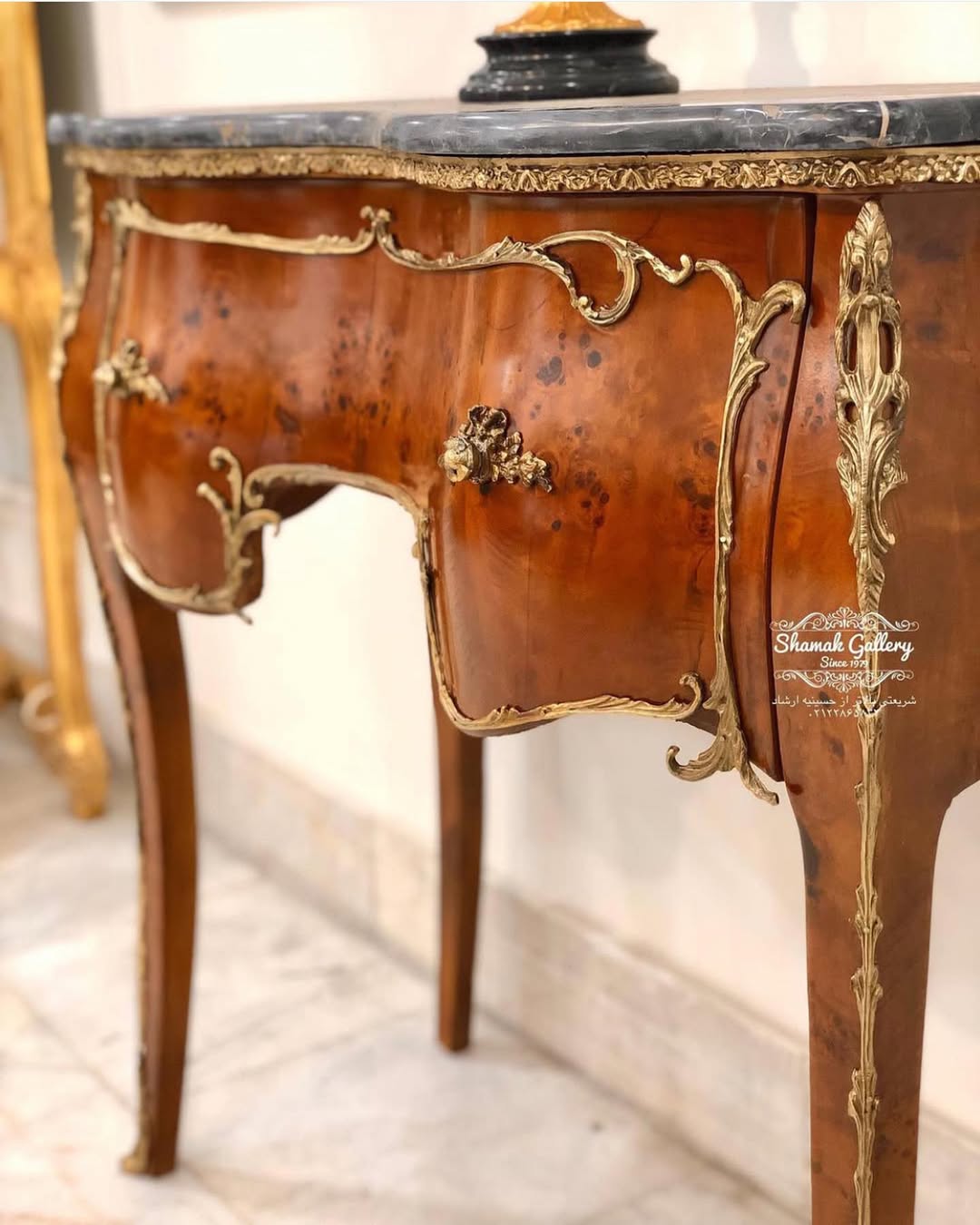 کنسول تک کشو چوب و برنز  - 