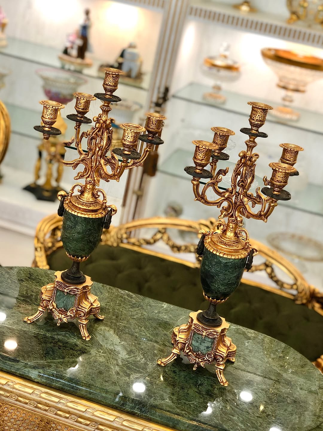 شمعدان سنگ و برنز طرح لانچینی ایتالیا - 