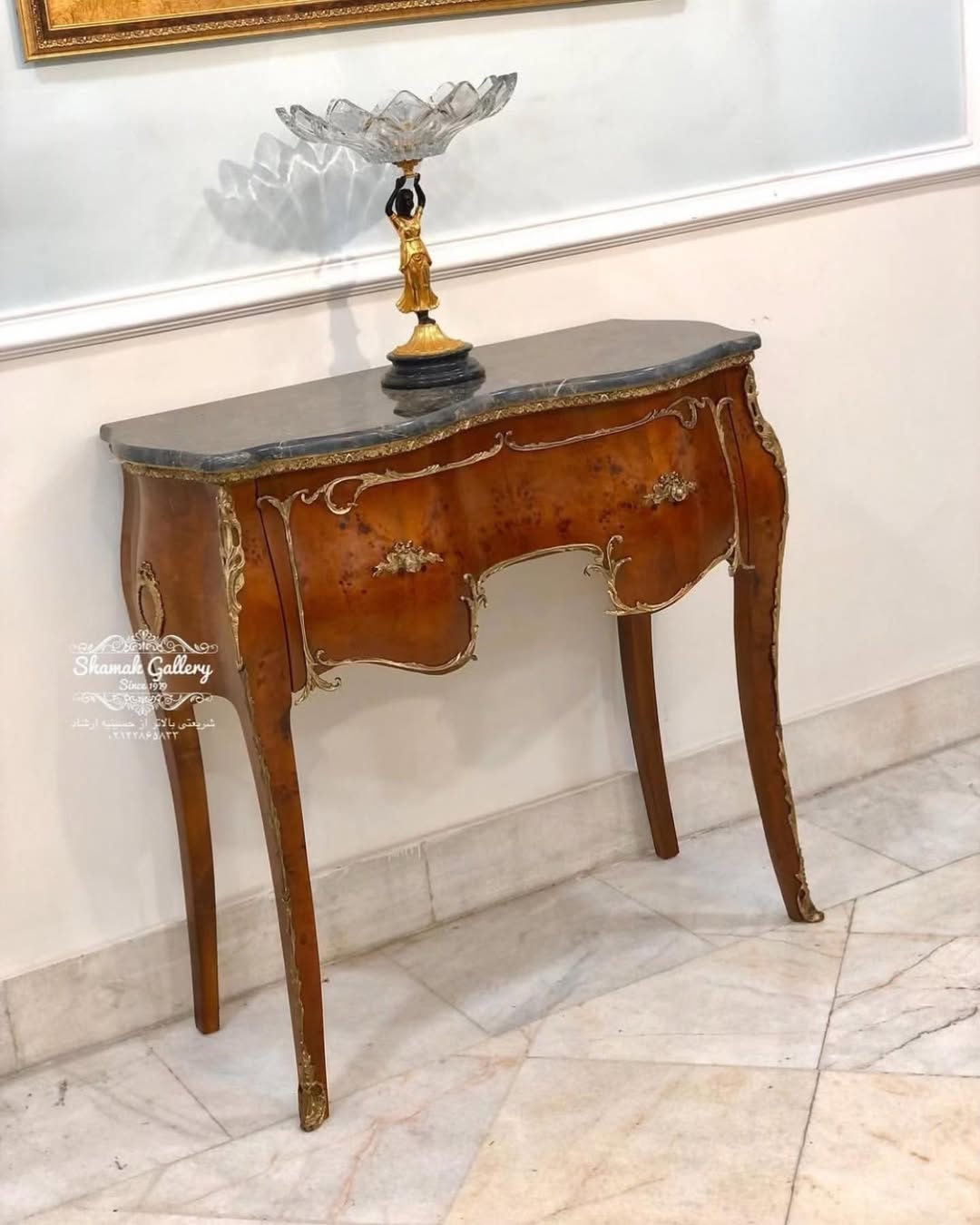 کنسول تک کشو چوب و برنز  - 