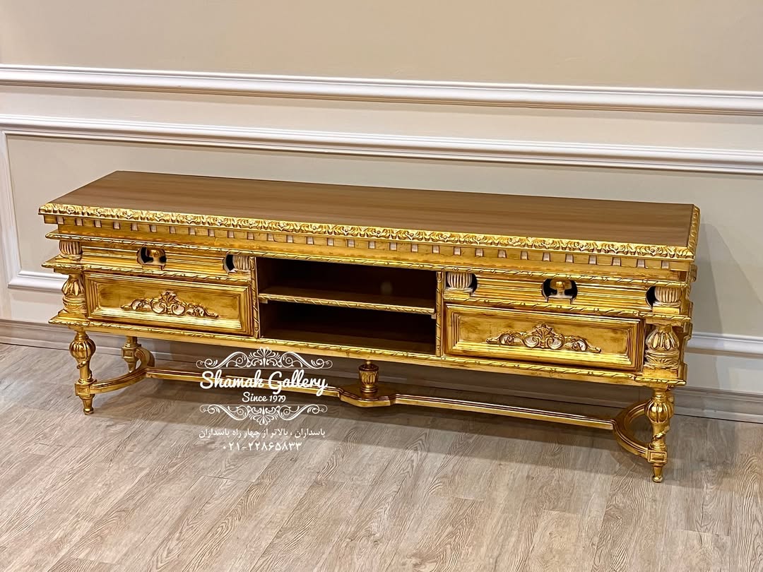 میز تلویزیون تمام چوب خراطی - طول ۱۶۰  - 