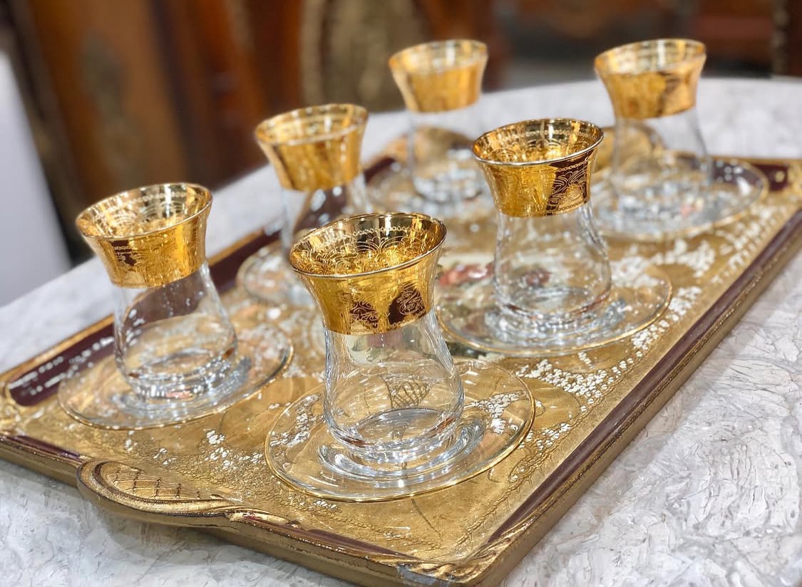 ست چای‌خوری طلاکوب  - 