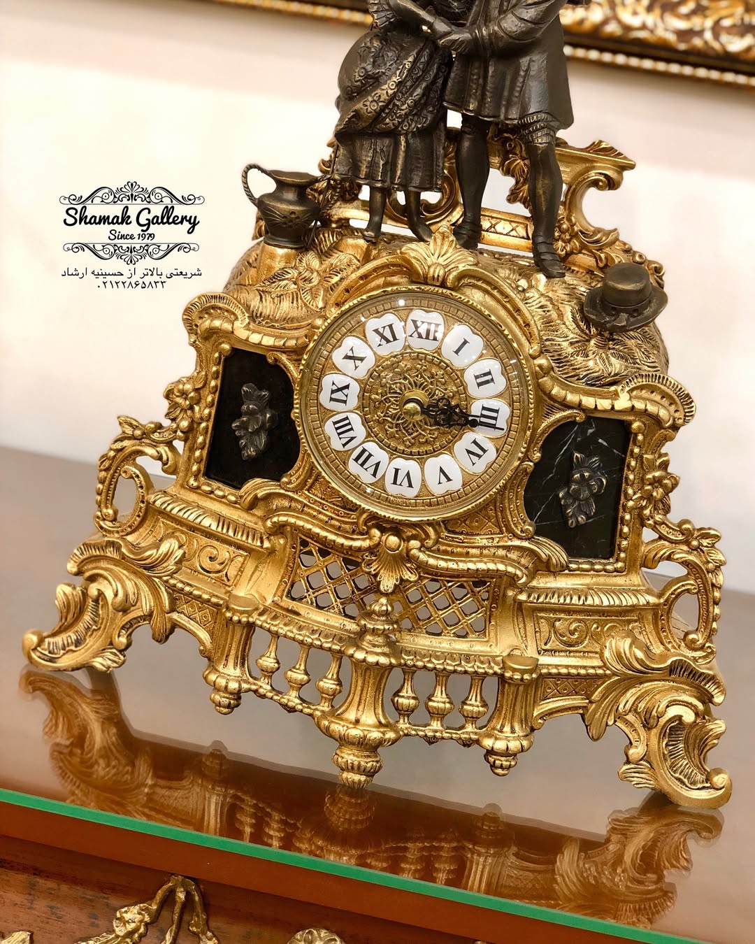 ساعت‌وشمعدان عروس و داماد تمام برنز - 