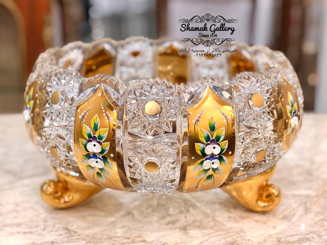 کاسه سه‌پایه کریستال - قطر ۳۱ سانت - 