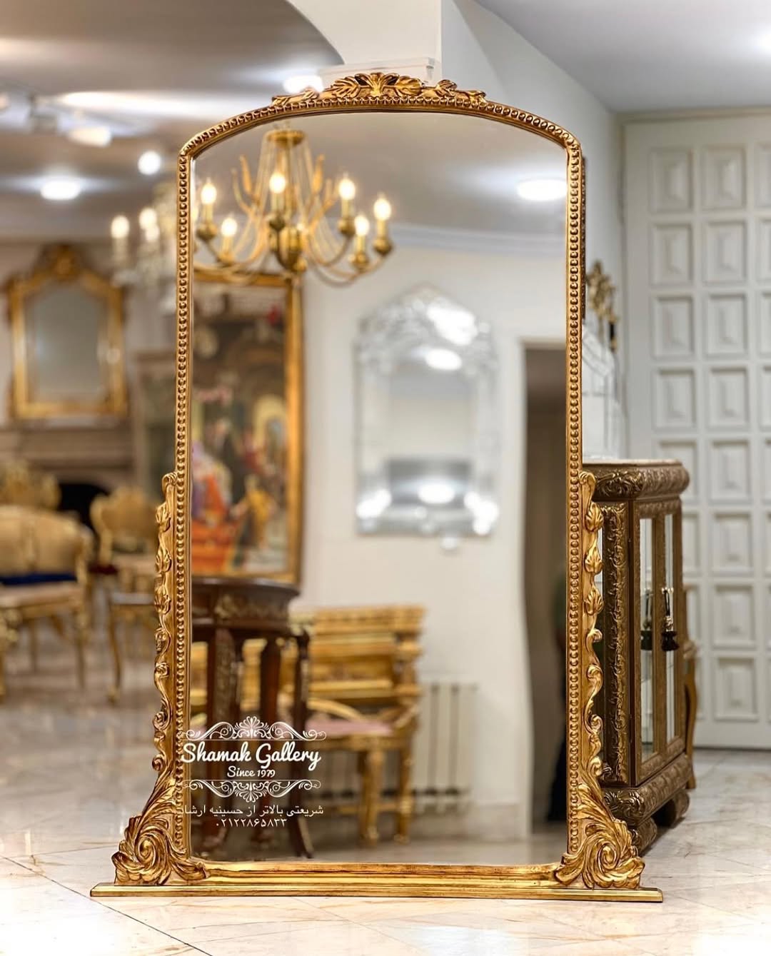 آینه و پاف‌دسته ورق‌طلا - 