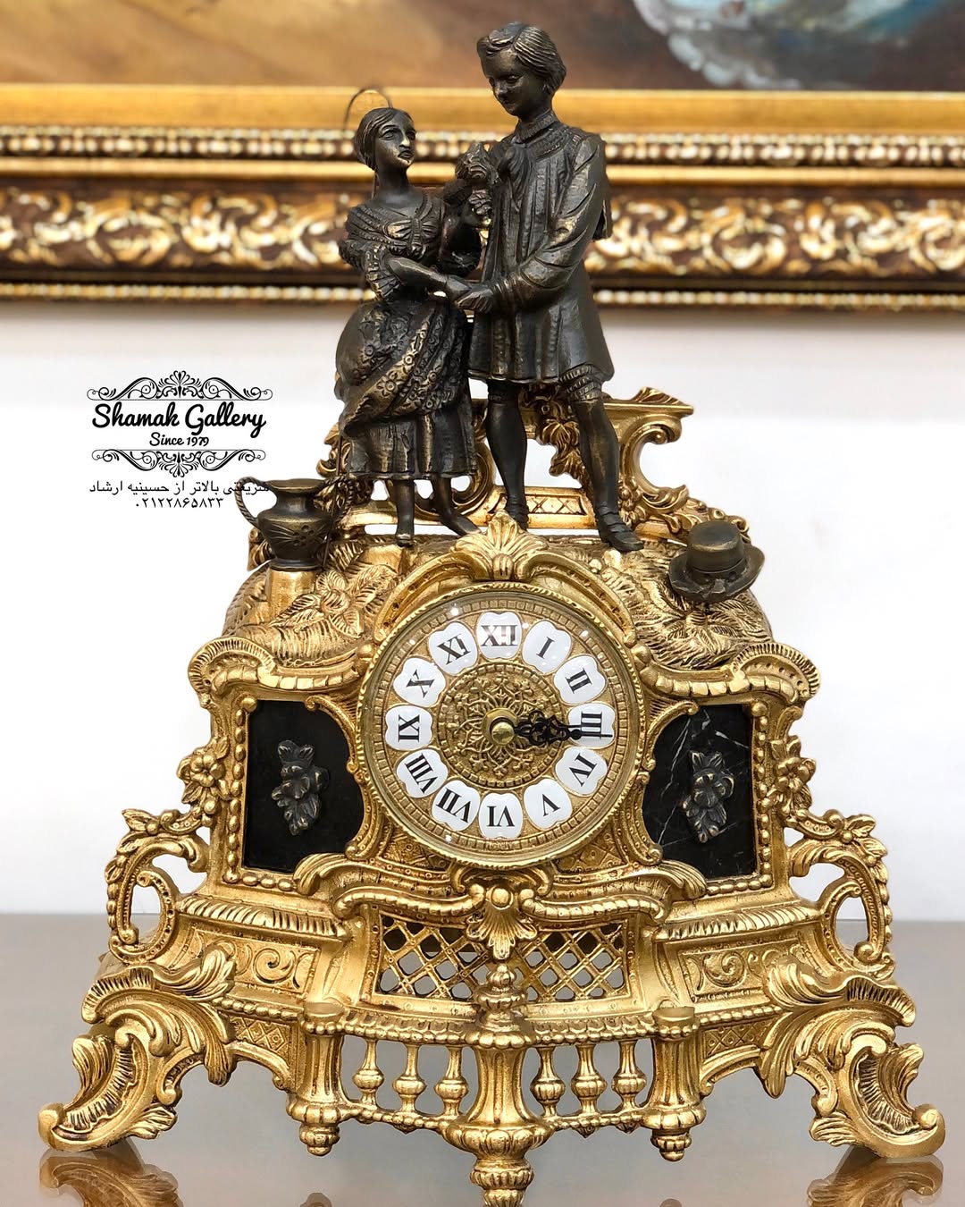 ساعت‌وشمعدان عروس و داماد تمام برنز - 